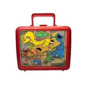 Vintage Sesame Street Red Lunch Box Big Bird Ernie Bert Collectible No Thermos